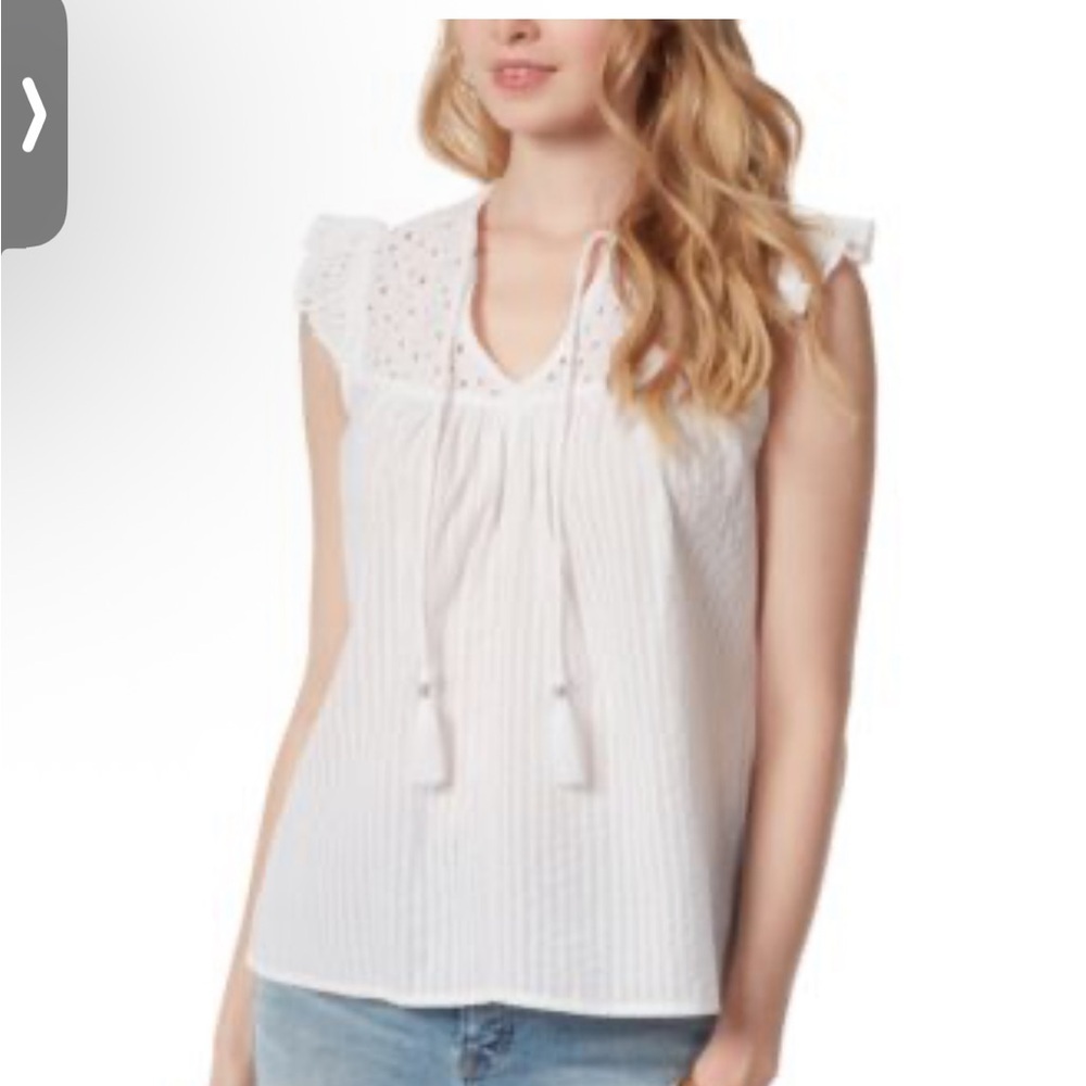 Jessica Simpson White Eyelet Flutter-Sleeve Blouse
